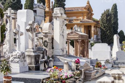 Nice, France. Gravestone monuments on a city cemetery