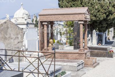 Nice, France. Gravestone monuments on a city cemetery