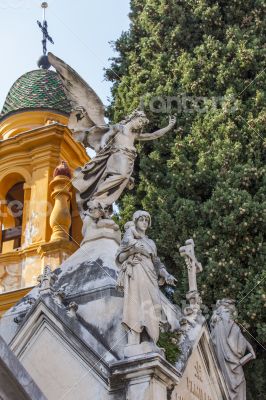 Nice, France. Gravestone monuments on a city cemetery