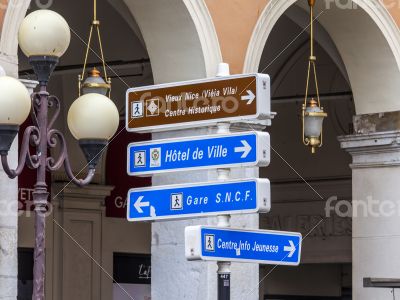 Nice, Navigation elements on the street Nice, Navigation elements on the street