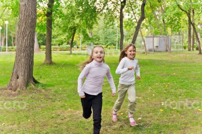 Cute two running girls Cute two running girls