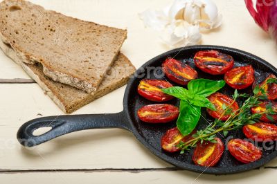 baked cherry tomatoes with basil and thyme