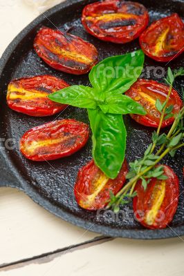 baked cherry tomatoes with basil and thyme