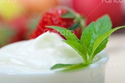 organic Greek yogurt and strawberry