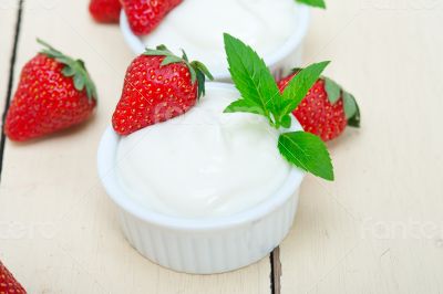 organic Greek yogurt and strawberry