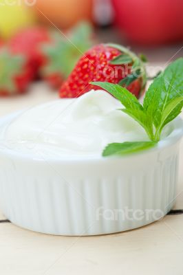 organic Greek yogurt and strawberry