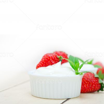 organic Greek yogurt and strawberry