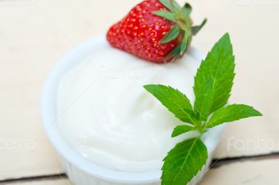 organic Greek yogurt and strawberry organic Greek yogurt and strawberry