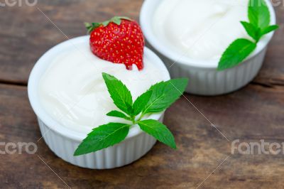 organic Greek yogurt and strawberry