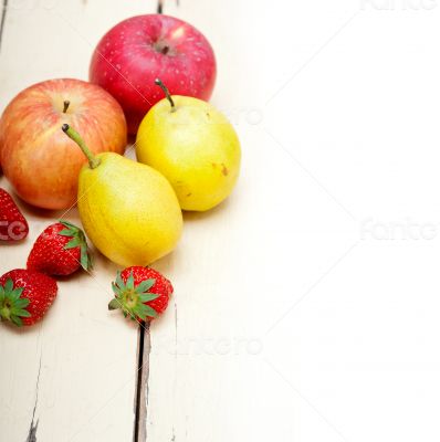 fresh fruits apples pears and strawberrys