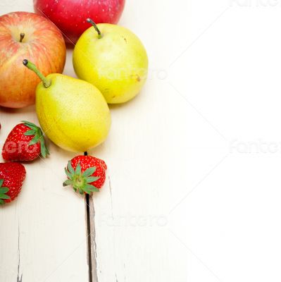 fresh fruits apples pears and strawberrys