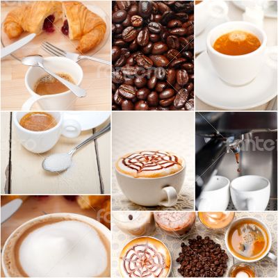 selection of different coffee type on collage composition 