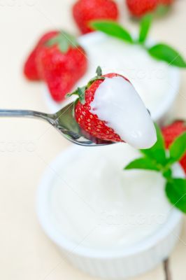 organic Greek yogurt and strawberry