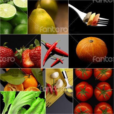 Organic Vegetarian Vegan food collage  dark 