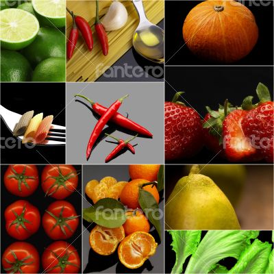 Organic Vegetarian Vegan food collage  dark 