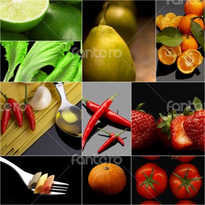 Organic Vegetarian Vegan food collage  dark 