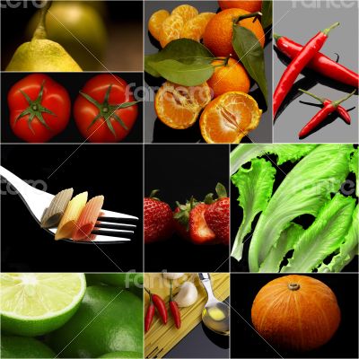 Organic Vegetarian Vegan food collage  dark 