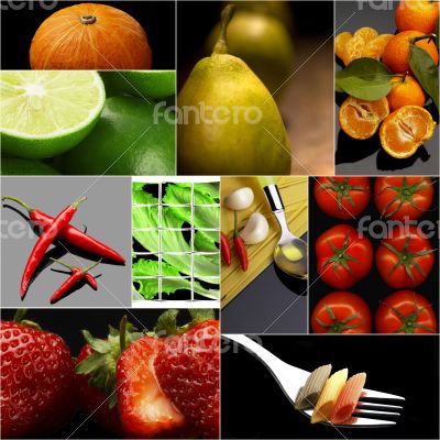 Organic Vegetarian Vegan food collage  dark 