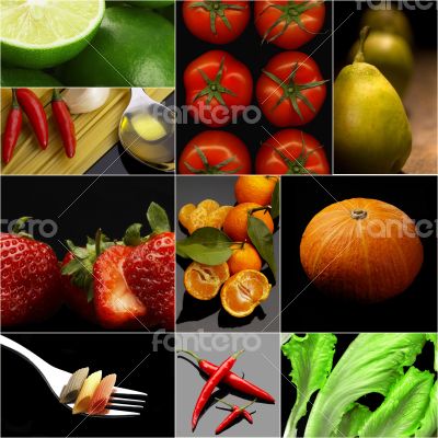 Organic Vegetarian Vegan food collage  dark 