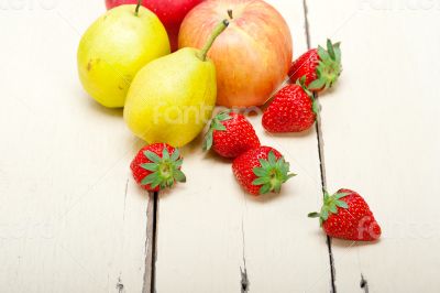 fresh fruits apples pears and strawberrys