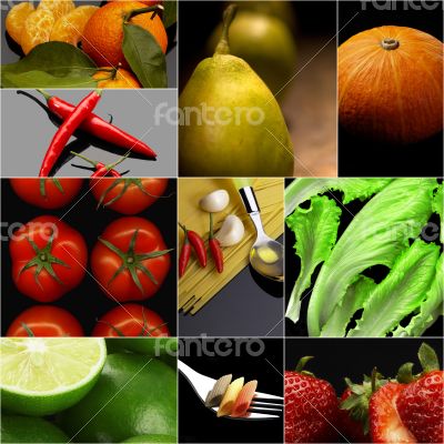 Organic Vegetarian Vegan food collage  dark 