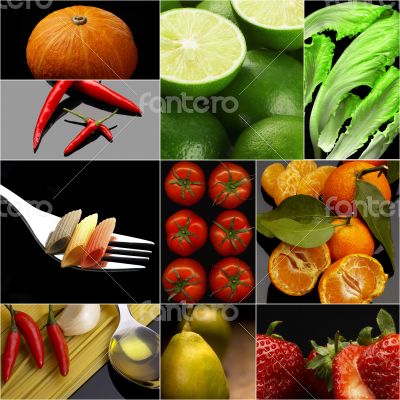 Organic Vegetarian Vegan food collage  dark 