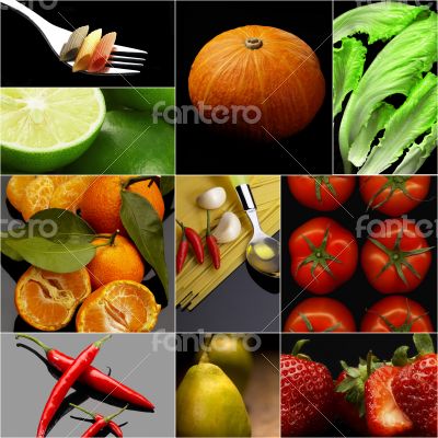 Organic Vegetarian Vegan food collage  dark 