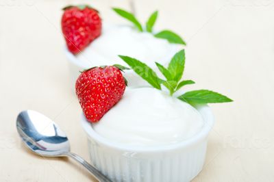 organic Greek yogurt and strawberry