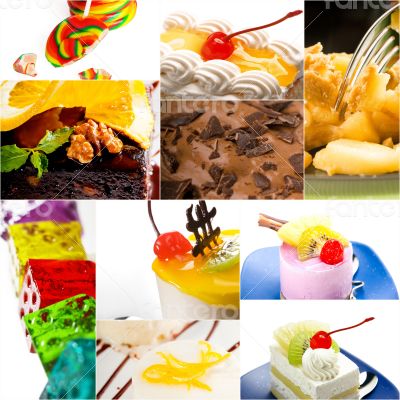 dessert cake and sweets collection collage