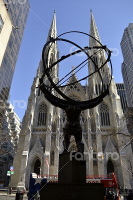 Atlas and St. Patrick from behind