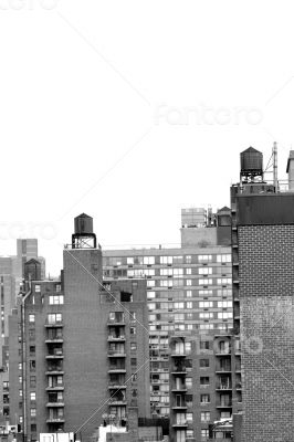 Water towers in black and white