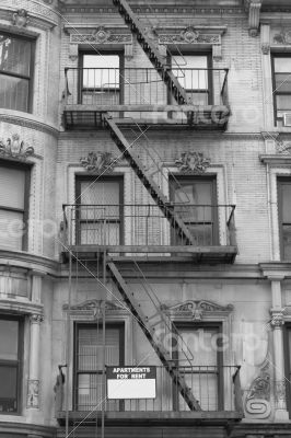 Black and white fire escape