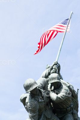 Soldiers with the American flag