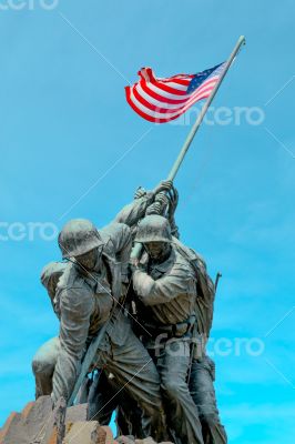 American flag carried by soldiers