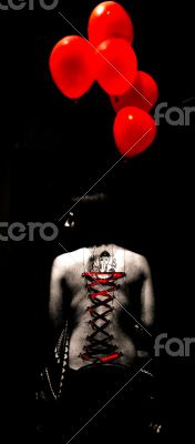 red baloons  play piercing body art