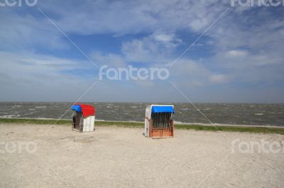 empty beach chairs