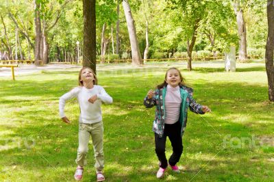Cute two running girls