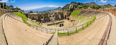The ancient theatre in Taormina The ancient theatre in Taormina