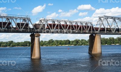 Railroad bridge  with freight train