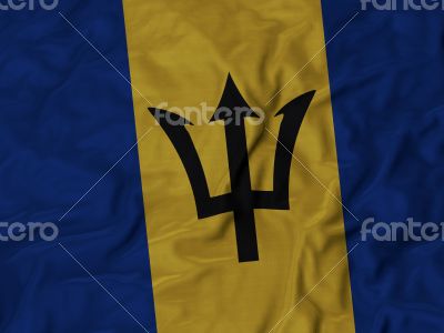 Close up of Ruffled Barbados flag