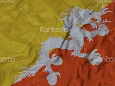 Close up of Ruffled Bhutan flag