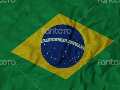 Close up of Ruffled Brazil flag