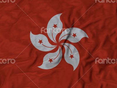 Close up of Ruffled Hong Kong flag