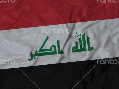 Close up of Ruffled Iraq flag