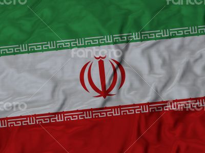 Close up of Ruffled Iran flag