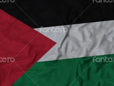 Close up of Ruffled Palestine flag