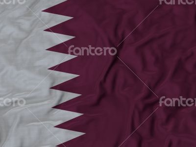 Close up of Ruffled Qatar flag