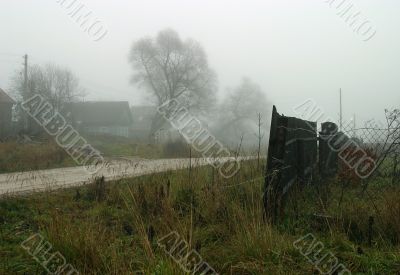 Fog in a village