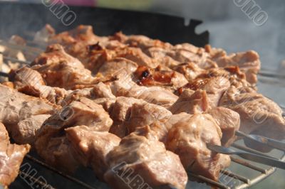 Meat kebabs shashlyk on a barbecue