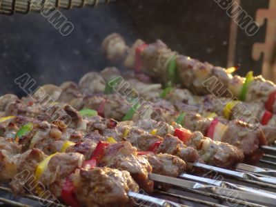 meat kebab / shashlyk on summer bbq